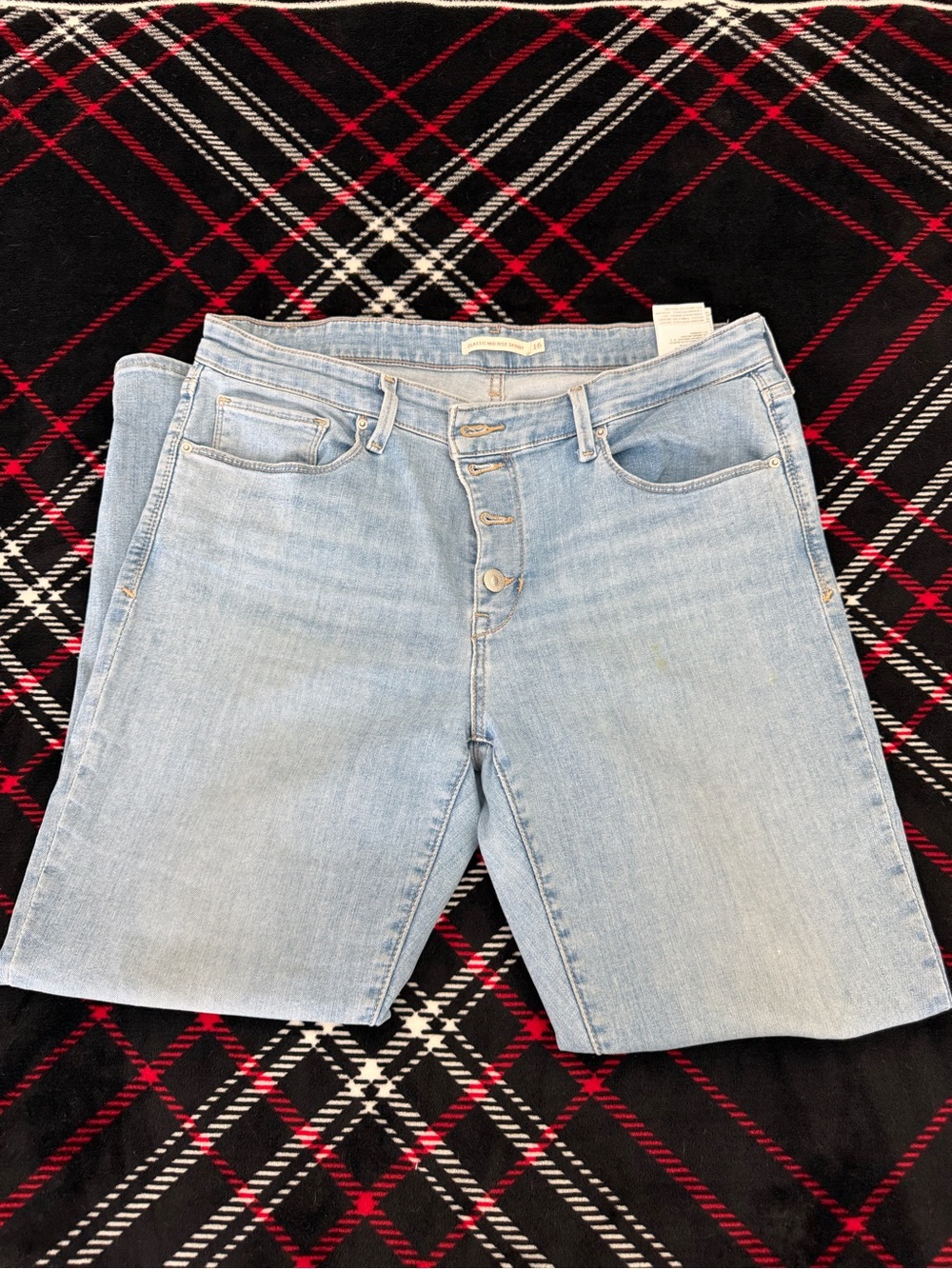 Levi's Light Blue High-Rise Button-Fly Jeans Shorts